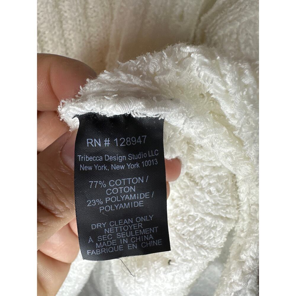Nili Lotan Multi Direction Rib Sweater High Low Knit Cotton White Sz M Oversized - Picture 9 of 9